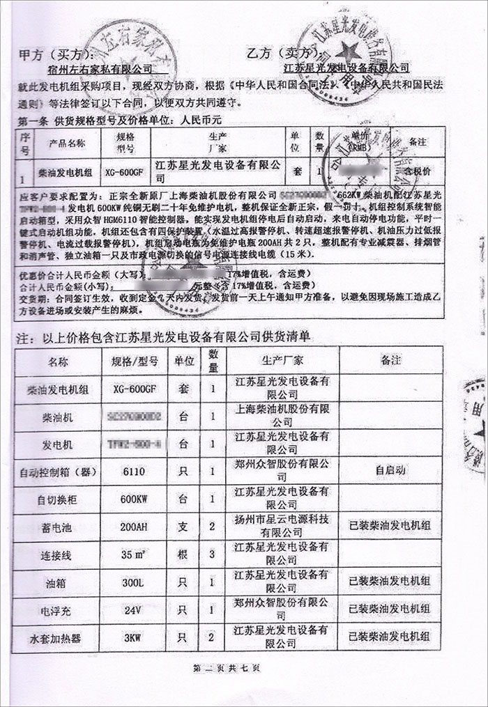 宿州左右家私公司采購(gòu)發(fā)電機(jī)